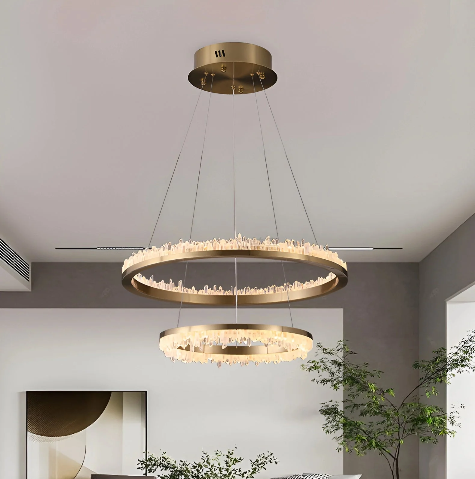 Minimalistic Crystal Quartz LED Chandelier - Image 13