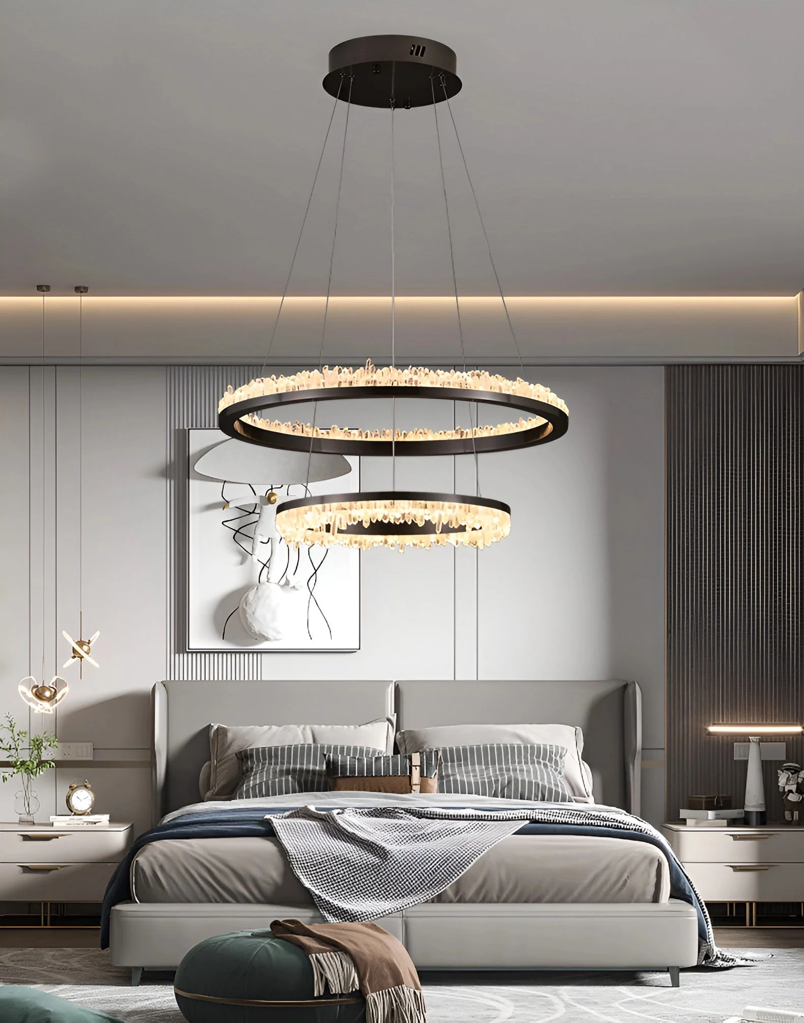 Minimalistic Crystal Quartz LED Chandelier - Image 16