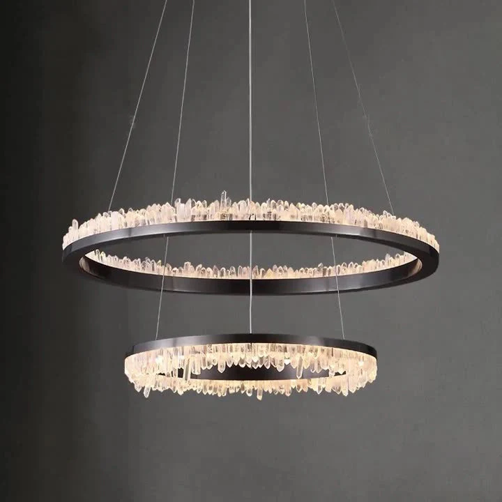Minimalistic Crystal Quartz LED Chandelier - Image 24