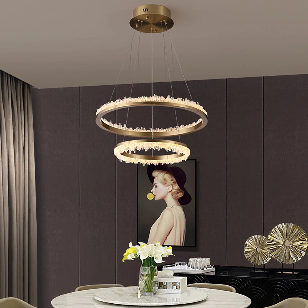 Minimalistic Crystal Quartz LED Chandelier - Image 3