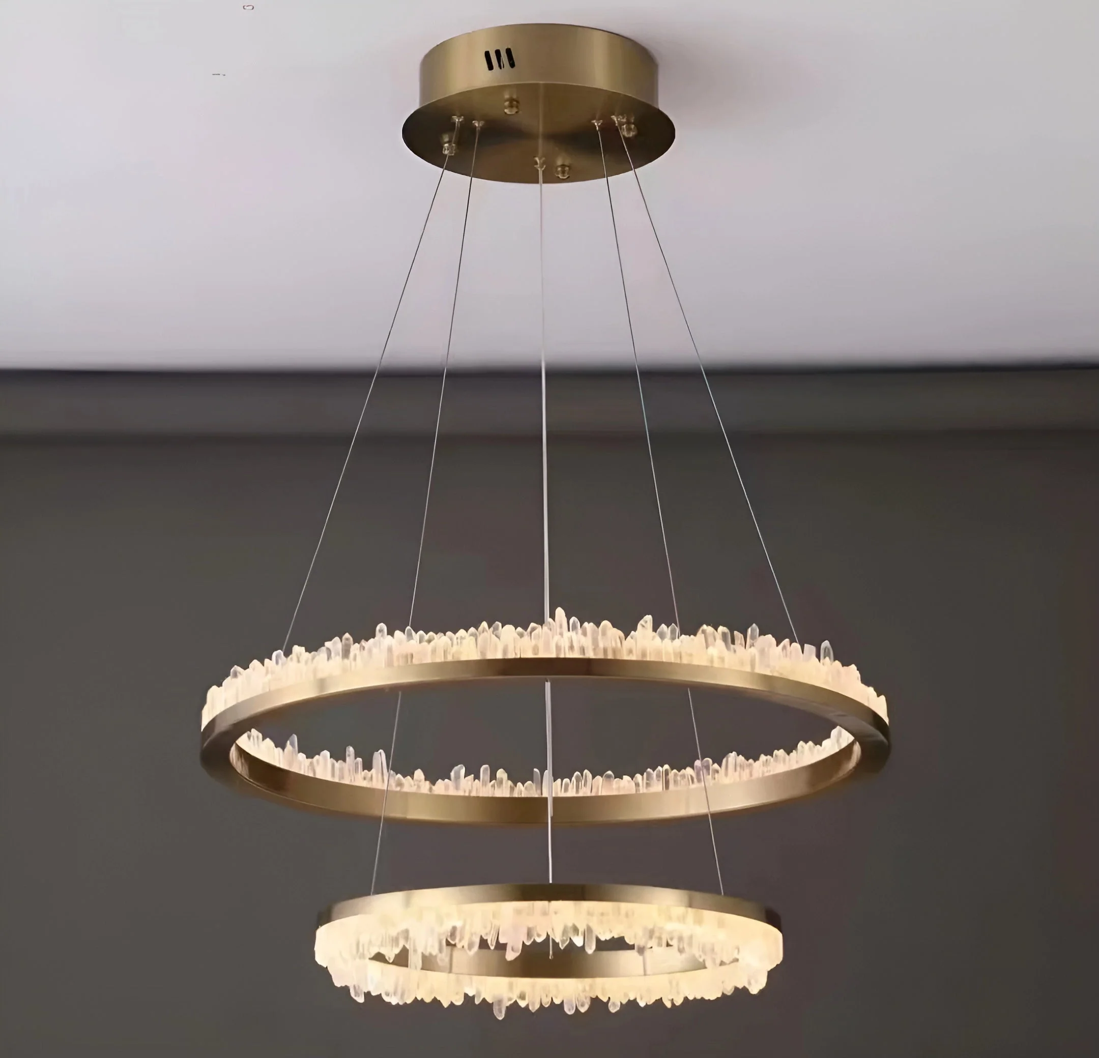 Minimalistic Crystal Quartz LED Chandelier - Image 6