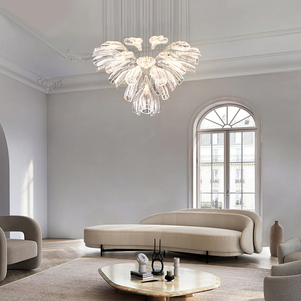 Glass Lotus Chandelier - Image 11