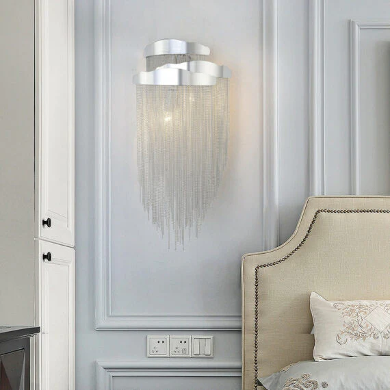 Modern 3 Lights Stacking Chain Tassel Wall Sconce - Image 2