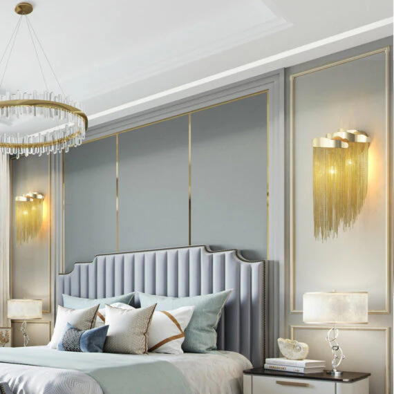 Modern 3 Lights Stacking Chain Tassel Wall Sconce - Image 3