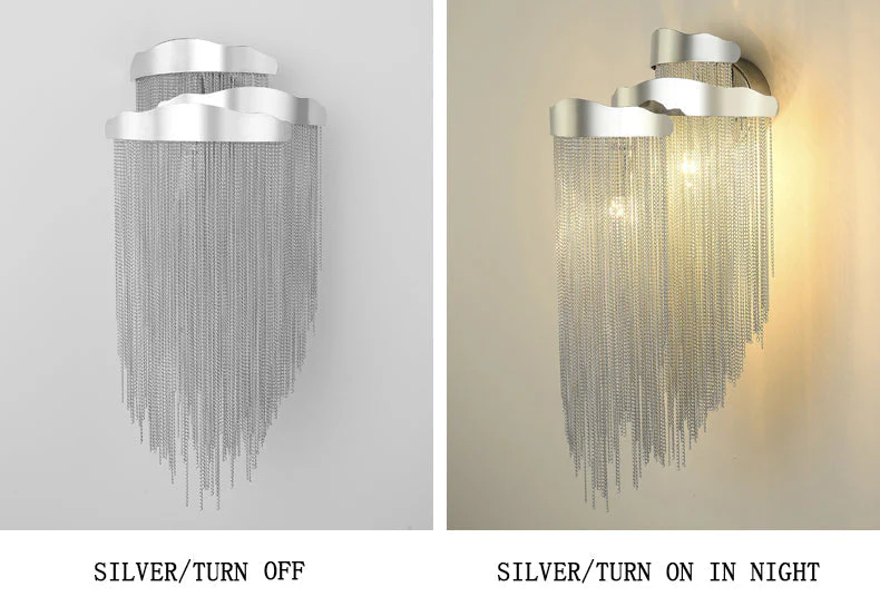 Modern 3 Lights Stacking Chain Tassel Wall Sconce - Image 9