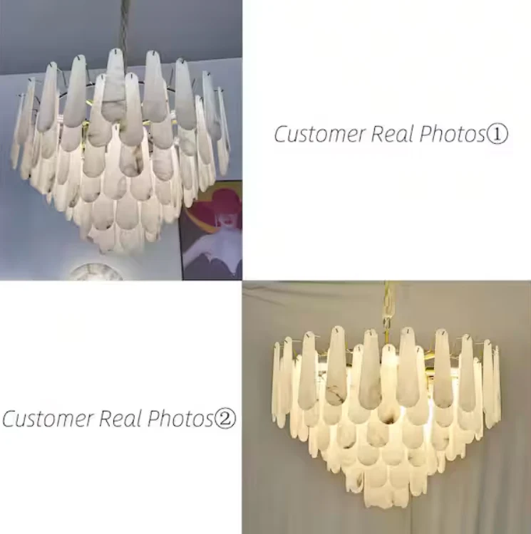 Modern Chandelier 32 in. 16-Lights Gold Chandelier With Alabaster Shade,Chandelier for Dining Room, Living Room, Bedroom - Image 8