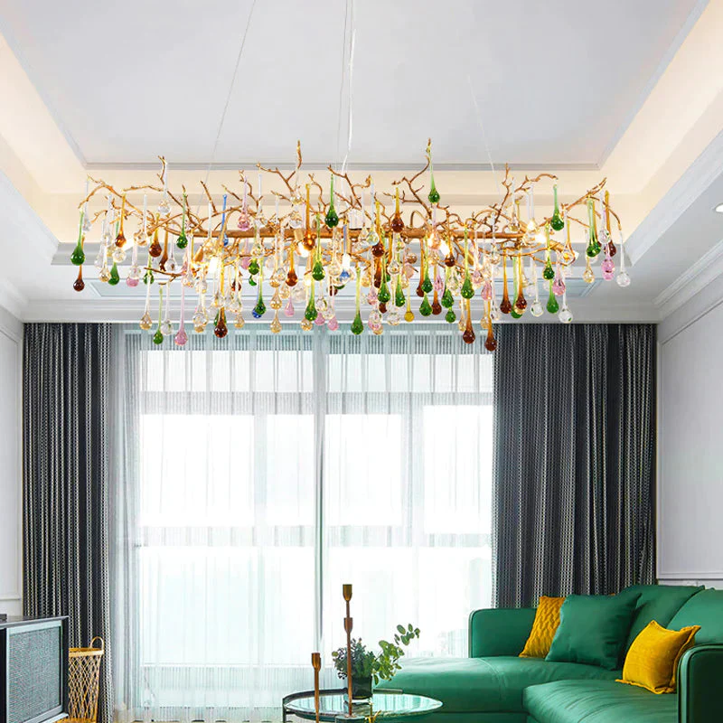 Modern Colorful Crystal Linear Branch Chandelier For Living Room - Image 4