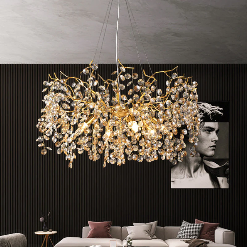 Modern Crystal Branch Chandelier for Foyer Entryway 31.5" D