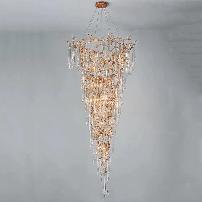 Modern Crystal Droplet Branch Staircase Chandelier - Image 5