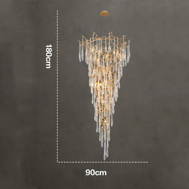 Modern Crystal Droplet Branch Staircase Chandelier - Image 7