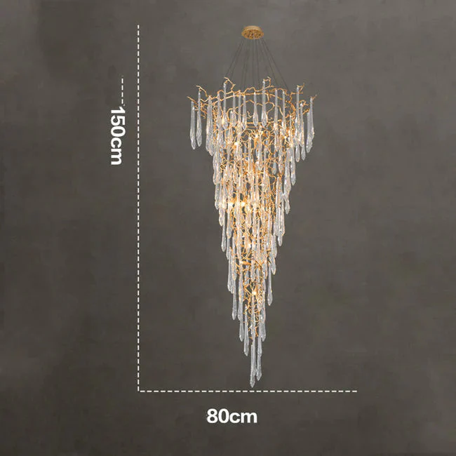 Modern Crystal Droplet Branch Staircase Chandelier - Image 8