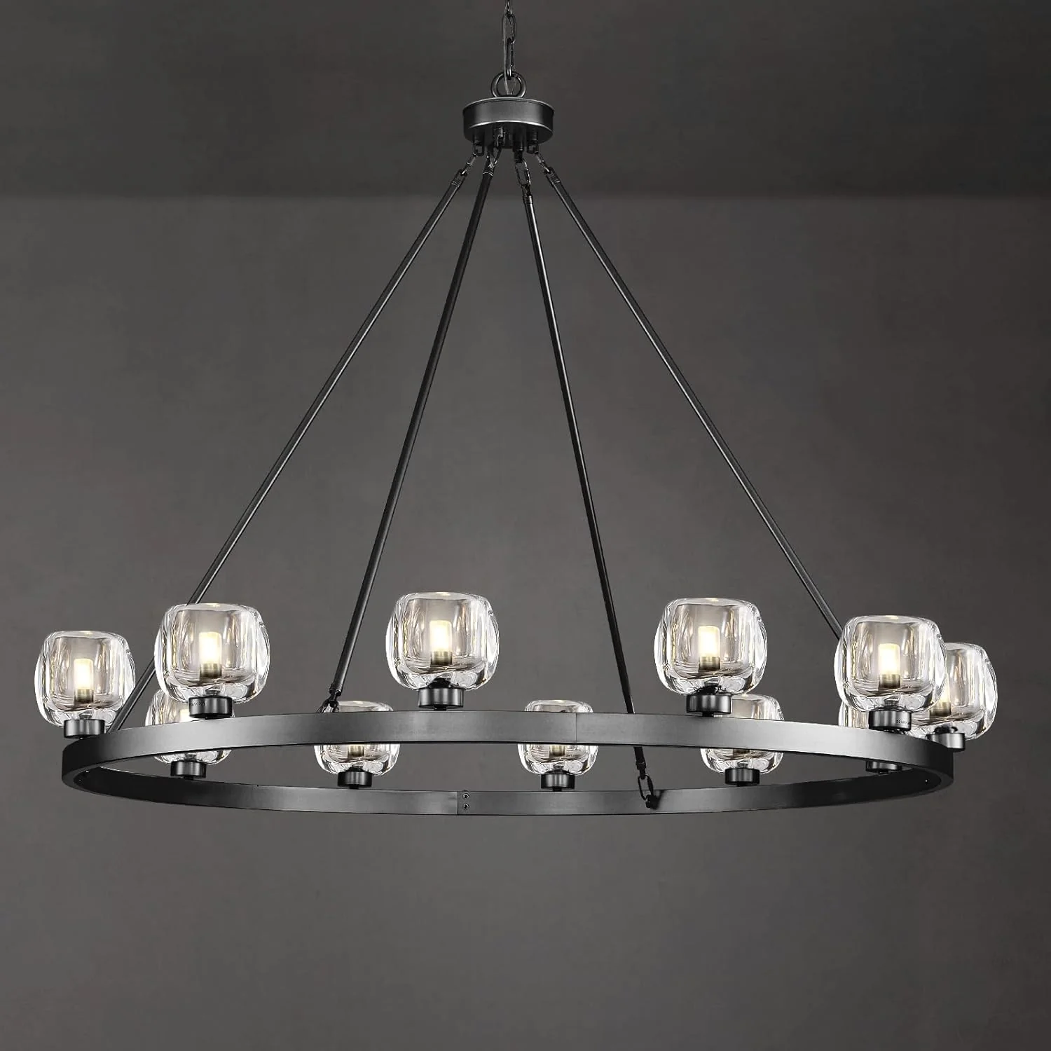 Modern Crystal Farmhouse Wagon Wheel Chandeliers for Dining Room - Image 2