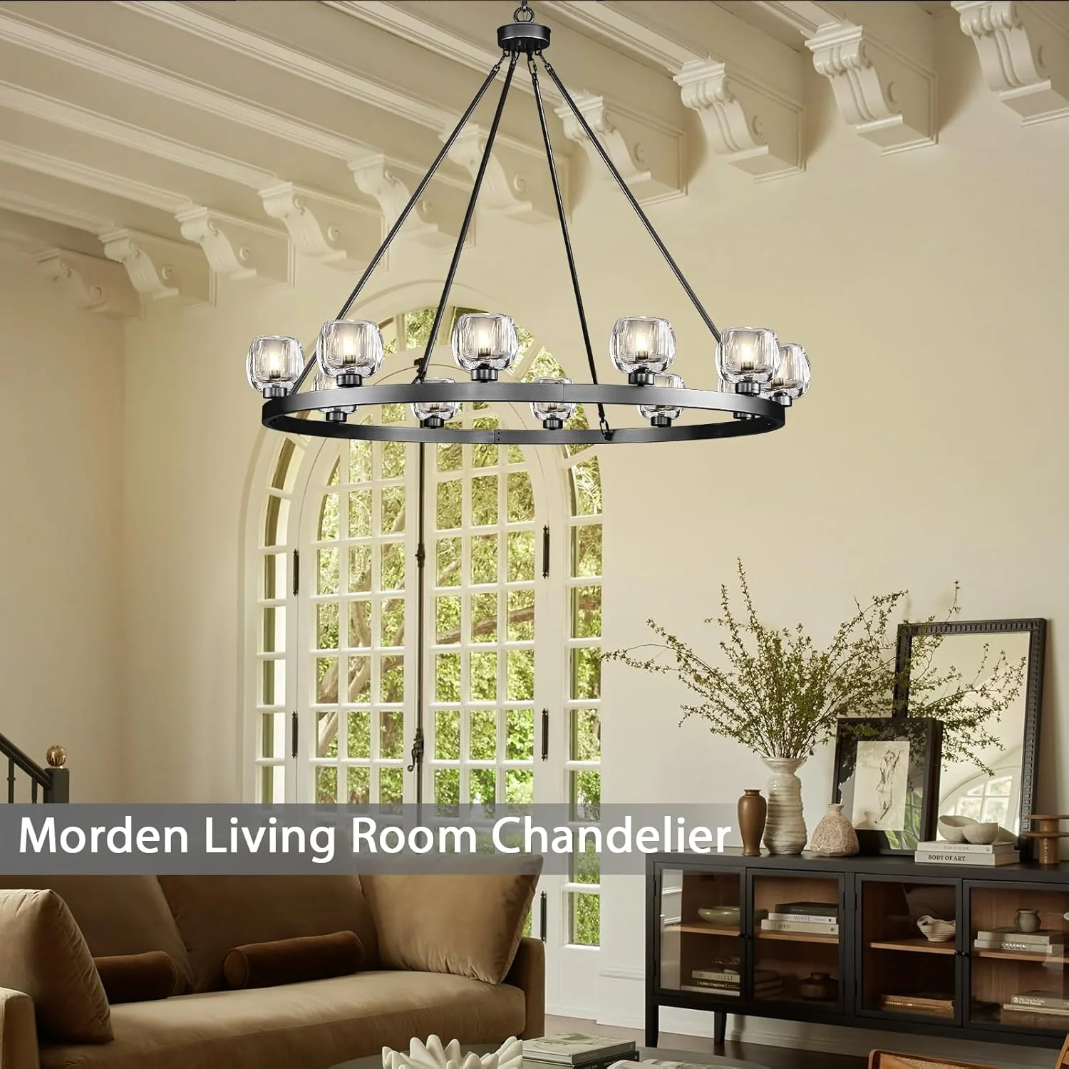 Modern Crystal Farmhouse Wagon Wheel Chandeliers for Dining Room - Image 58