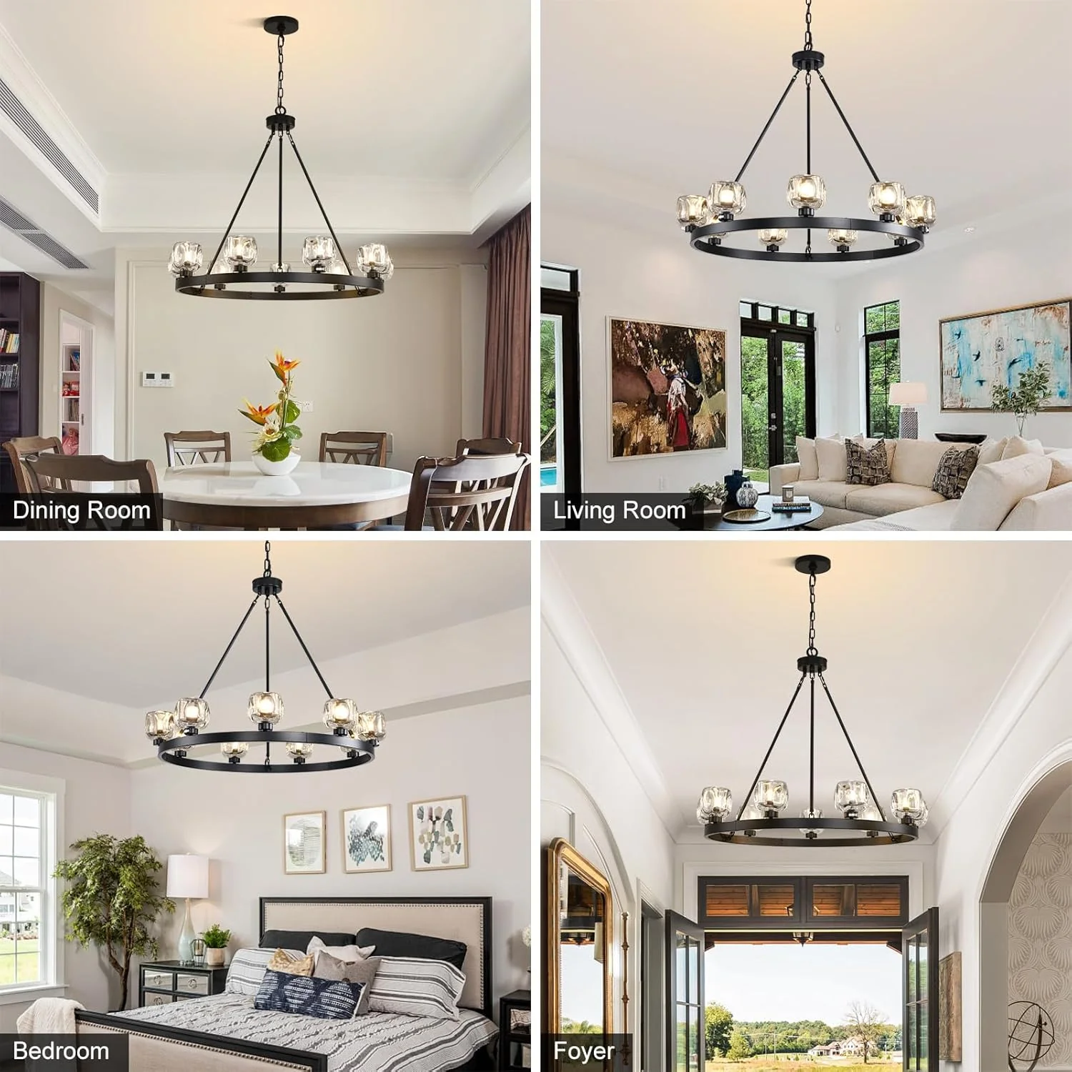 Modern Crystal Farmhouse Wagon Wheel Chandeliers for Dining Room - Image 9