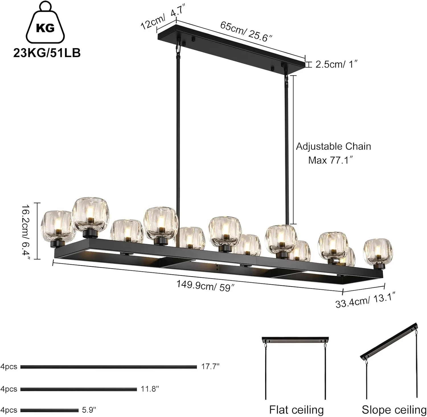 Modern Crystal Rectangle Wagon Wheel Chandeliers - Image 13