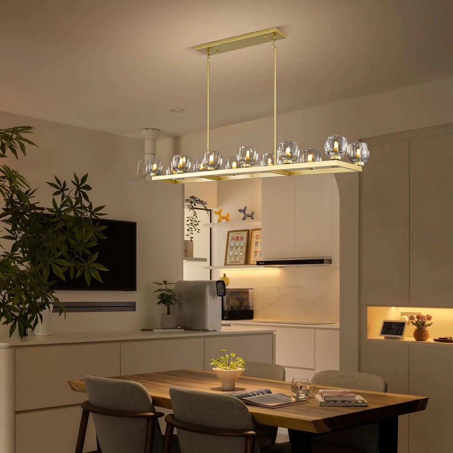 Modern Crystal Rectangle Wagon Wheel Chandeliers - Image 3