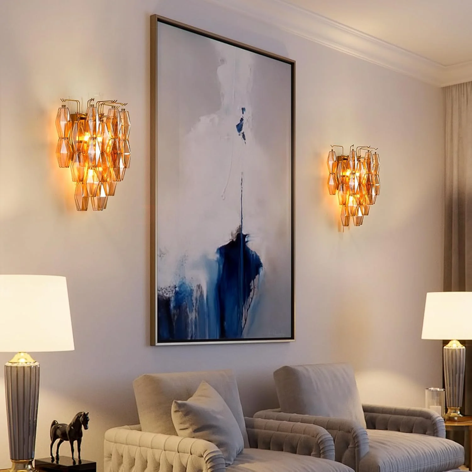 Modern Evelyn Amber Glass Wall Sconce - Image 10