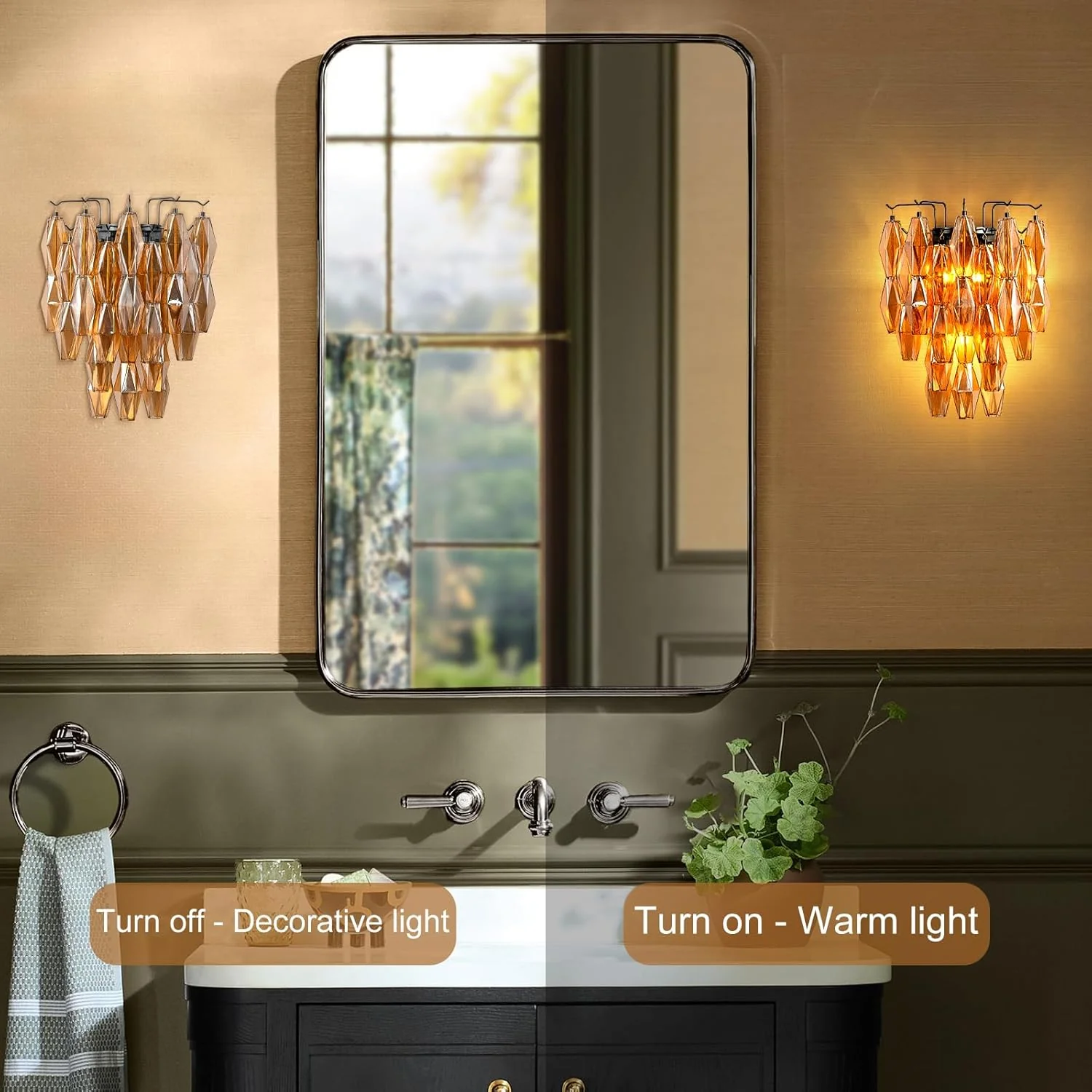 Modern Evelyn Amber Glass Wall Sconce - Image 6