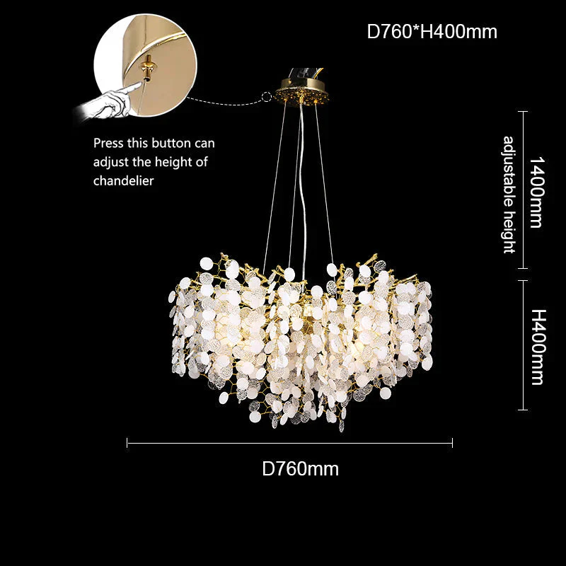 Modern Gold Blossom Crystal Round Branch Chandelier For Living Room - Image 3