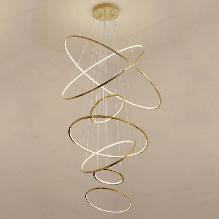 Modern Gold Multi Rings Chandelier - Image 6