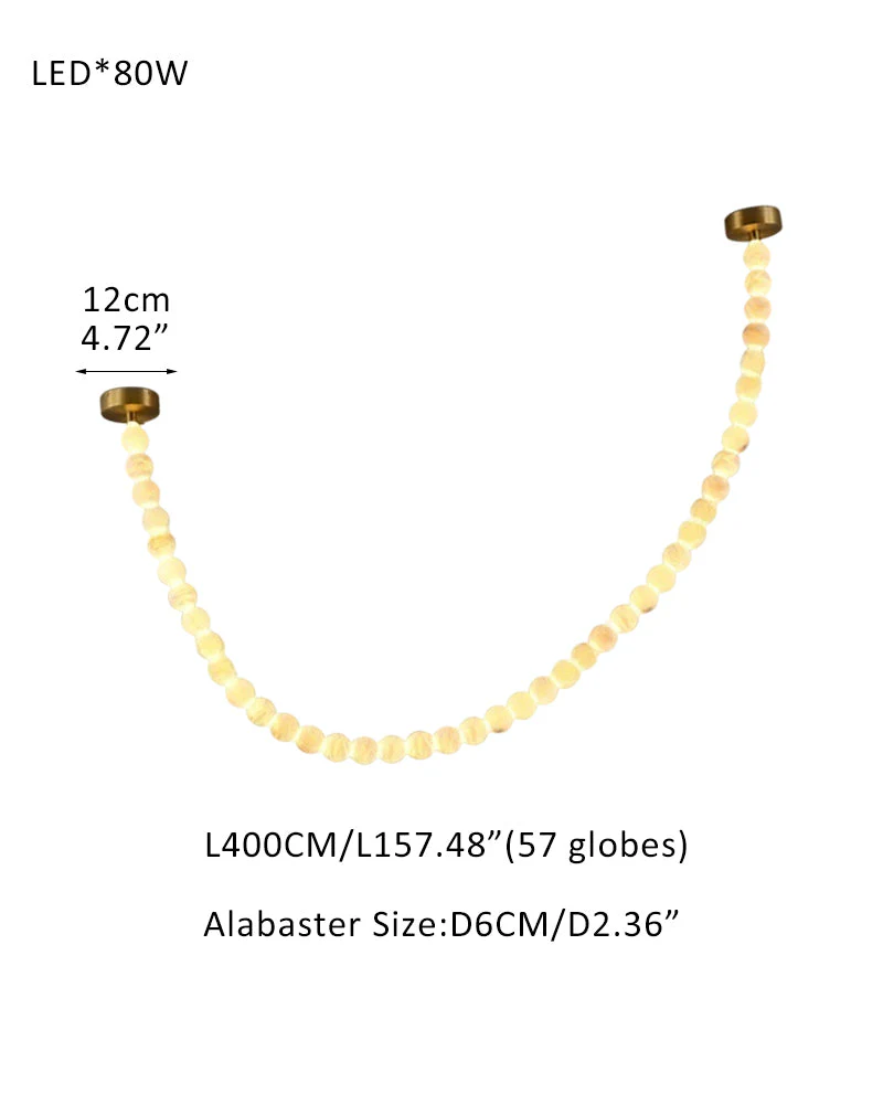 Modern LED Natural Alabaster Globes Beads Hanging Chandelier Indoor Lighting Fixture - Image 21