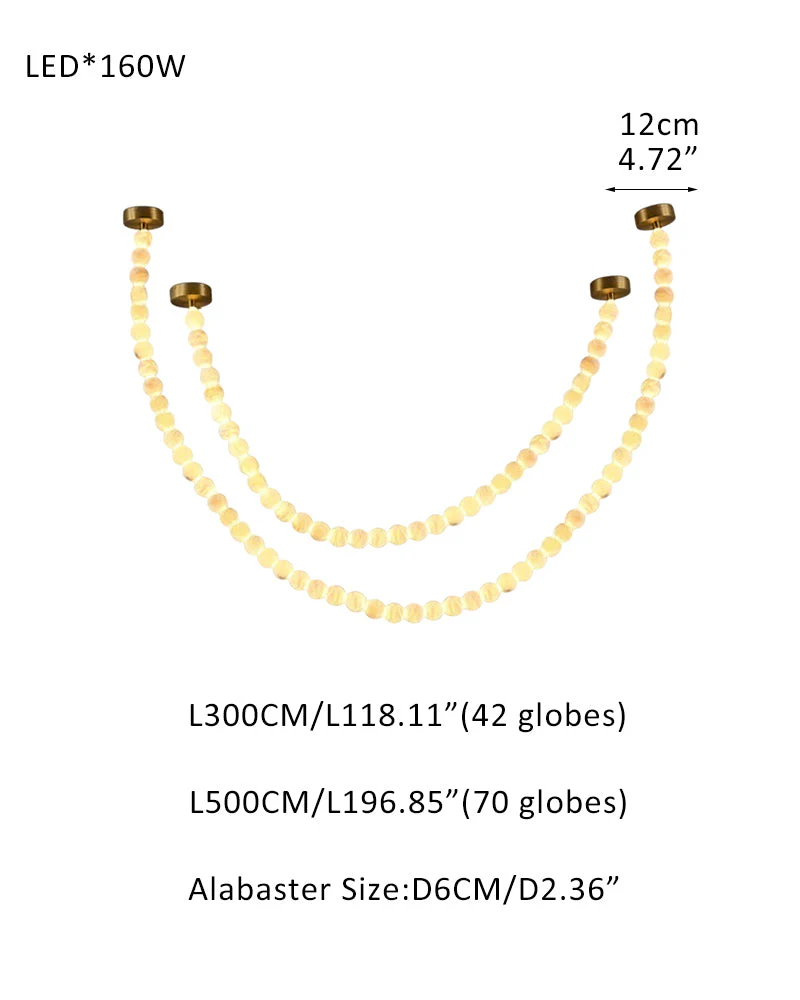 Modern LED Natural Alabaster Globes Beads Hanging Chandelier Indoor Lighting Fixture - Image 23