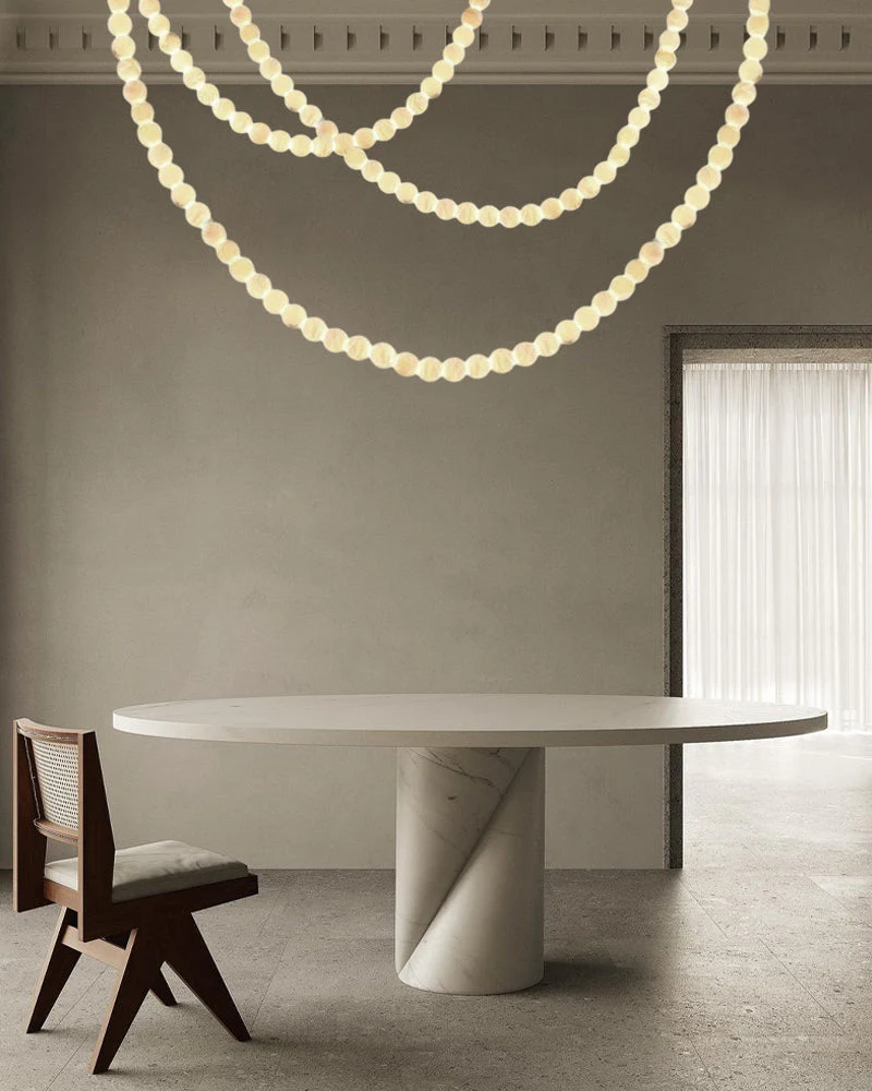 Modern LED Natural Alabaster Globes Beads Hanging Chandelier Indoor Lighting Fixture - Image 4