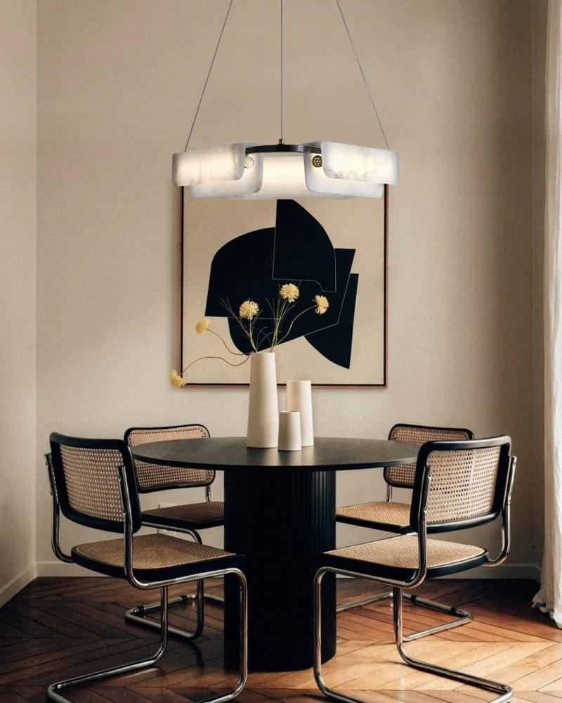 Modern Linear Black Metal Elegant Alabaster Pendant for Living room Lighting - Image 14