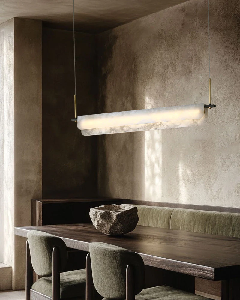 Modern Linear Black Metal Elegant Alabaster Pendant for Living room Lighting - Image 3