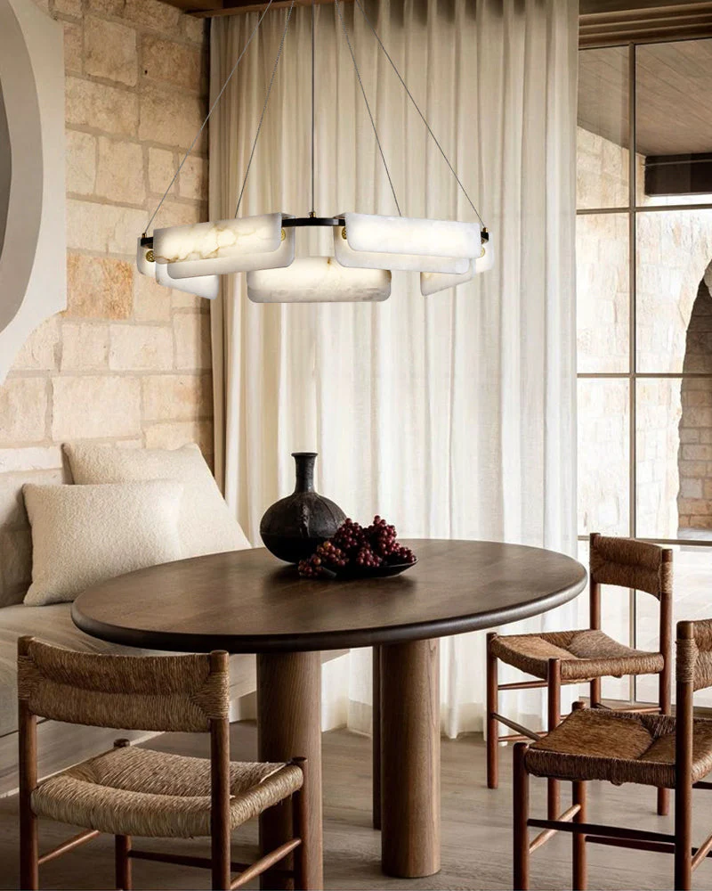 Modern Linear Black Metal Elegant Alabaster Pendant for Living room Lighting - Image 9