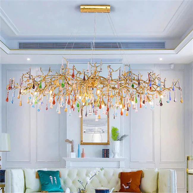 Modern Linear Colorful Crystal Branch Chandelier - Image 5