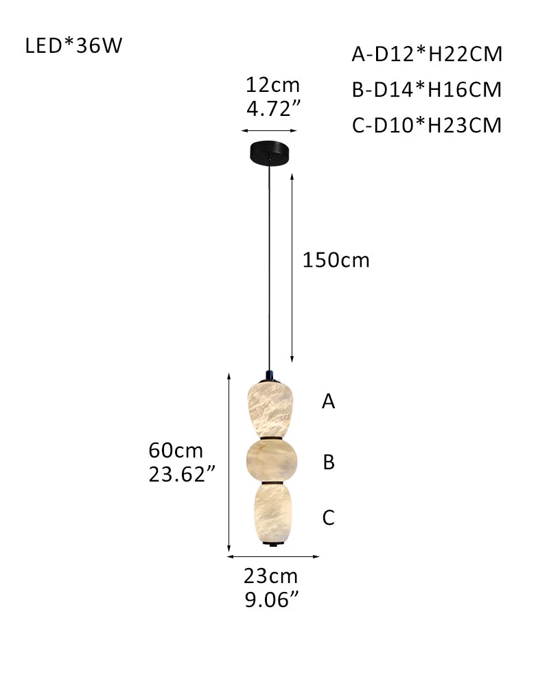 Modern Linear White Alabaster Solid Ball Thread Synthetic Shade Hanging Light for Dining - Image 25