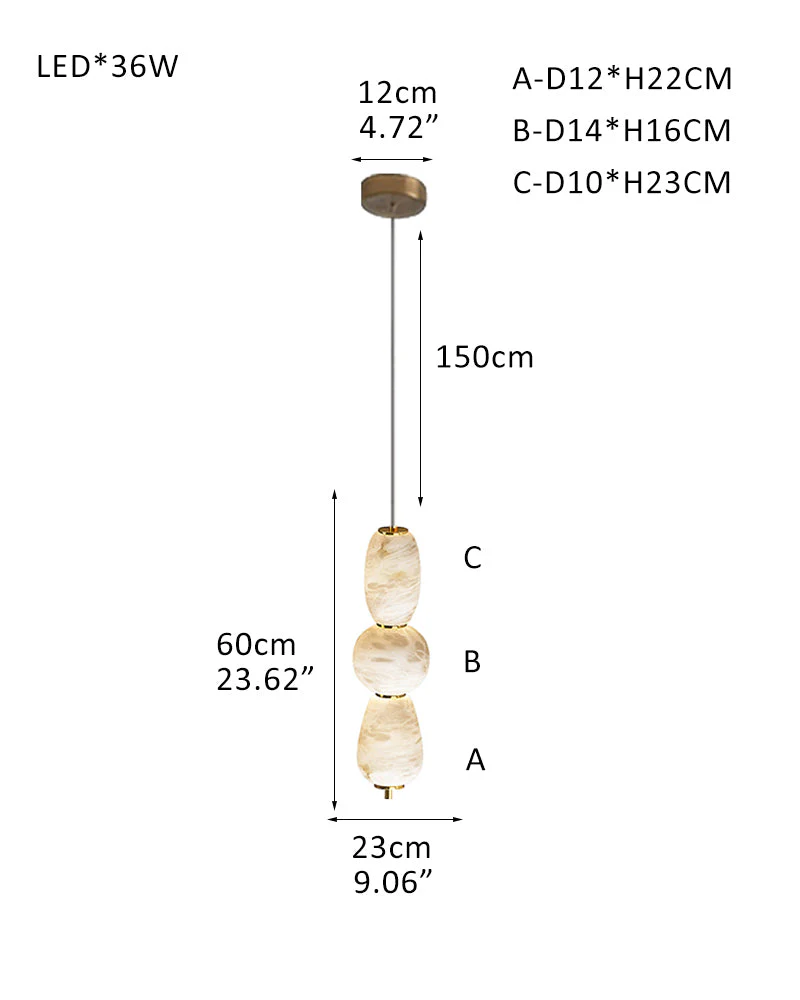 Modern Linear White Alabaster Solid Ball Thread Synthetic Shade Hanging Light for Dining - Image 26