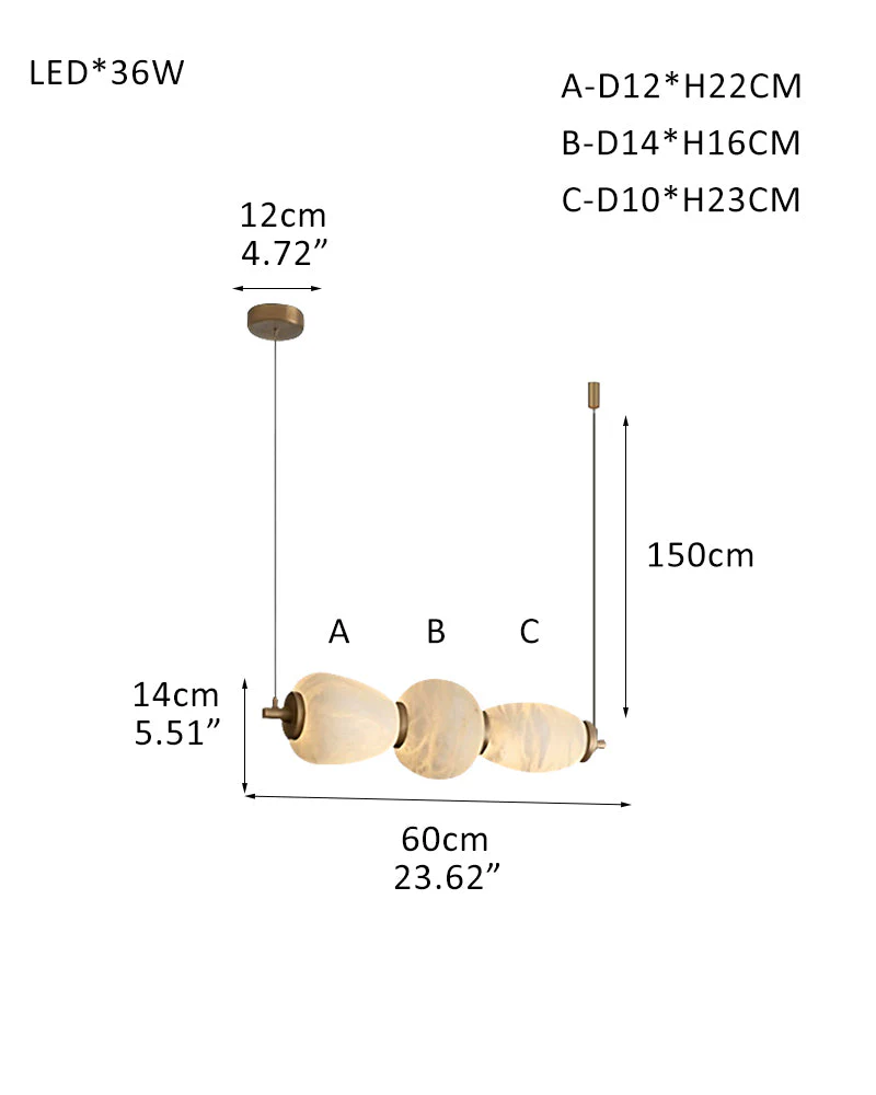 Modern Linear White Alabaster Solid Ball Thread Synthetic Shade Hanging Light for Dining - Image 27