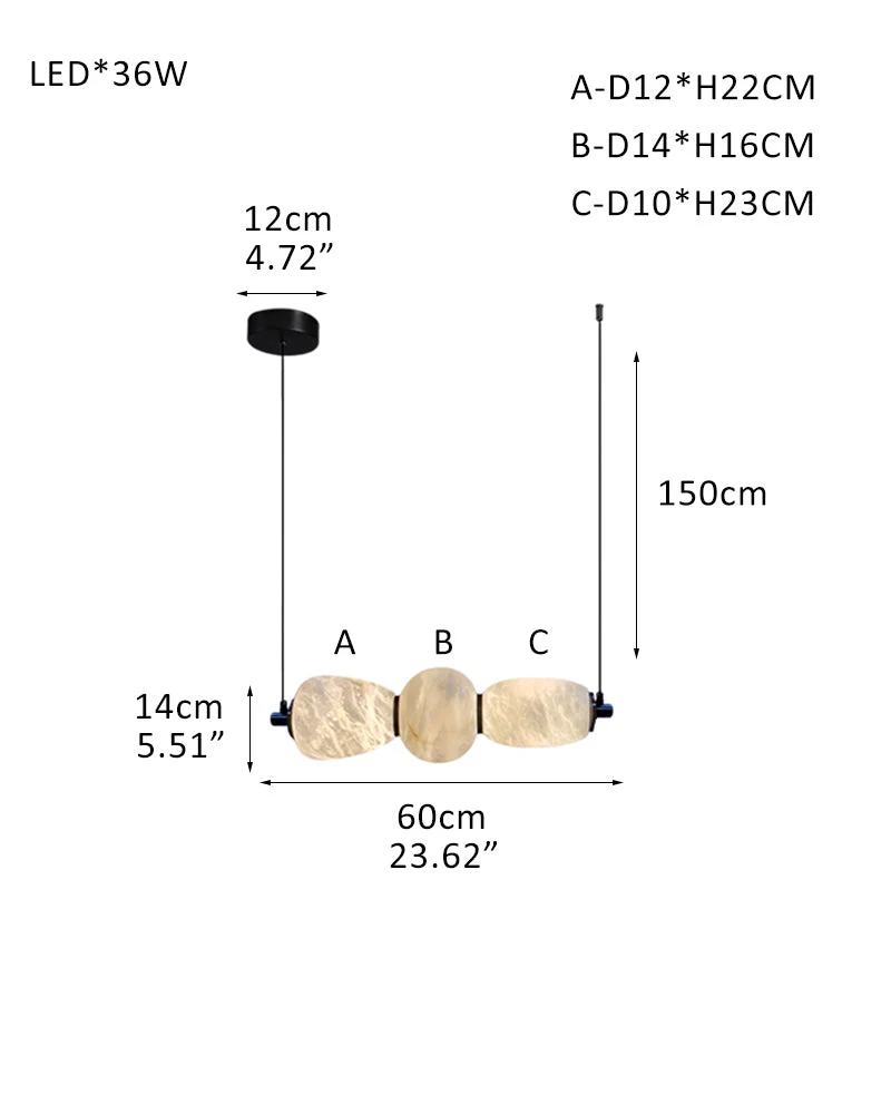 Modern Linear White Alabaster Solid Ball Thread Synthetic Shade Hanging Light for Dining - Image 28
