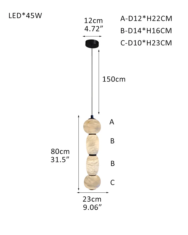 Modern Linear White Alabaster Solid Ball Thread Synthetic Shade Hanging Light for Dining - Image 29