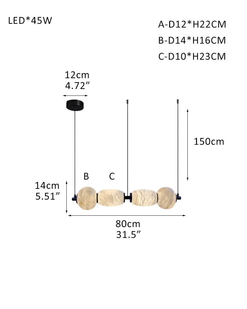 Modern Linear White Alabaster Solid Ball Thread Synthetic Shade Hanging Light for Dining - Image 32