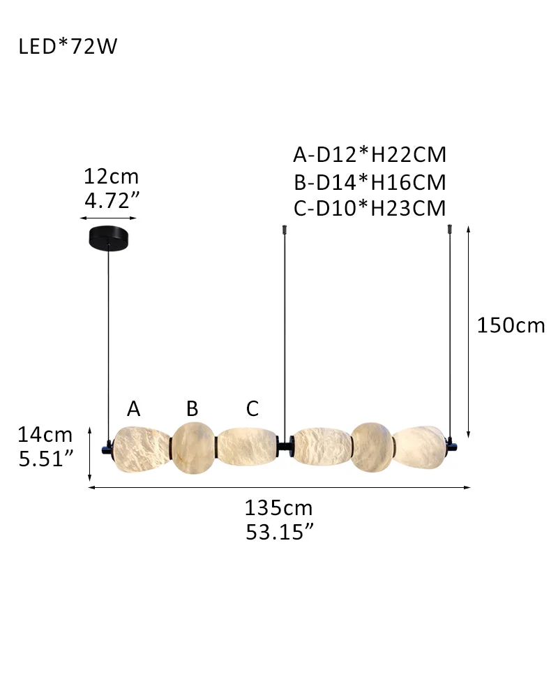 Modern Linear White Alabaster Solid Ball Thread Synthetic Shade Hanging Light for Dining - Image 33