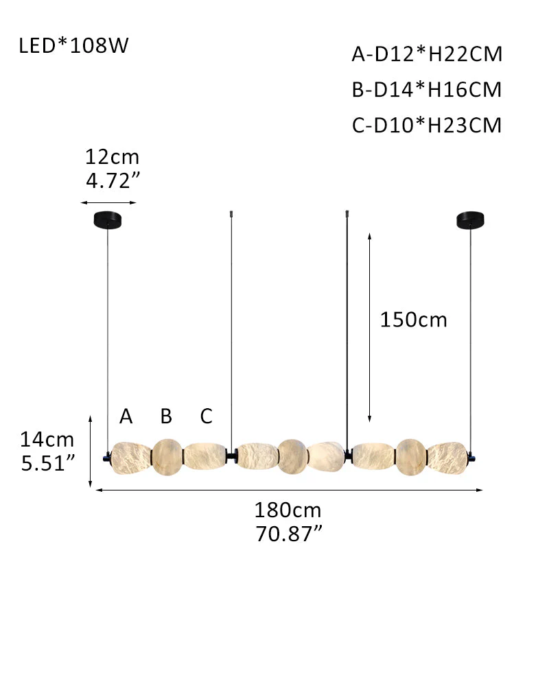 Modern Linear White Alabaster Solid Ball Thread Synthetic Shade Hanging Light for Dining - Image 35