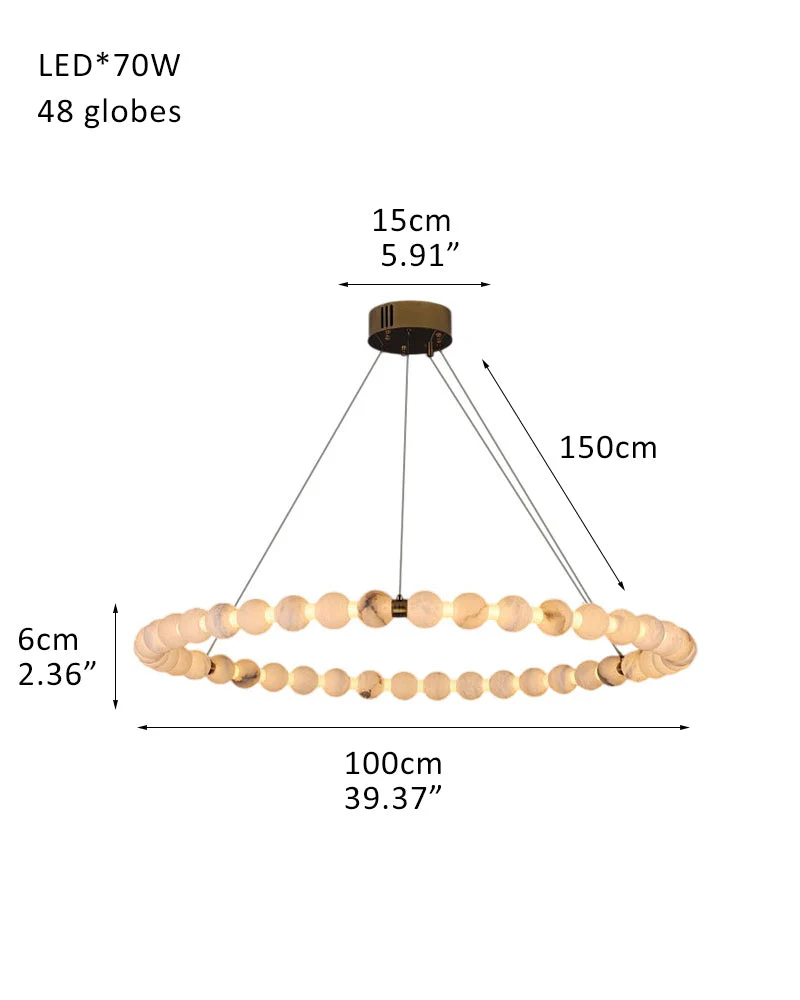 Modern Pearl Alabaster Necklace Circle Triple Chandelier with Dia 60+80+100cm - Image 16