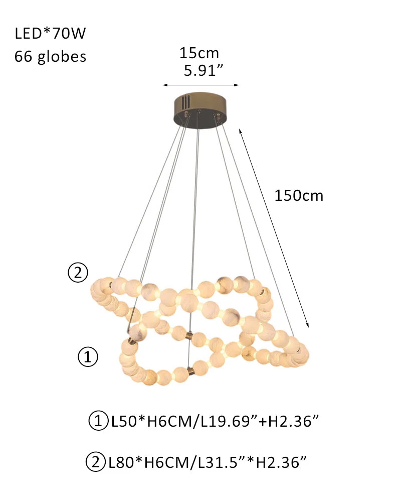 Modern Pearl Alabaster Necklace Circle Triple Chandelier with Dia 60+80+100cm - Image 20