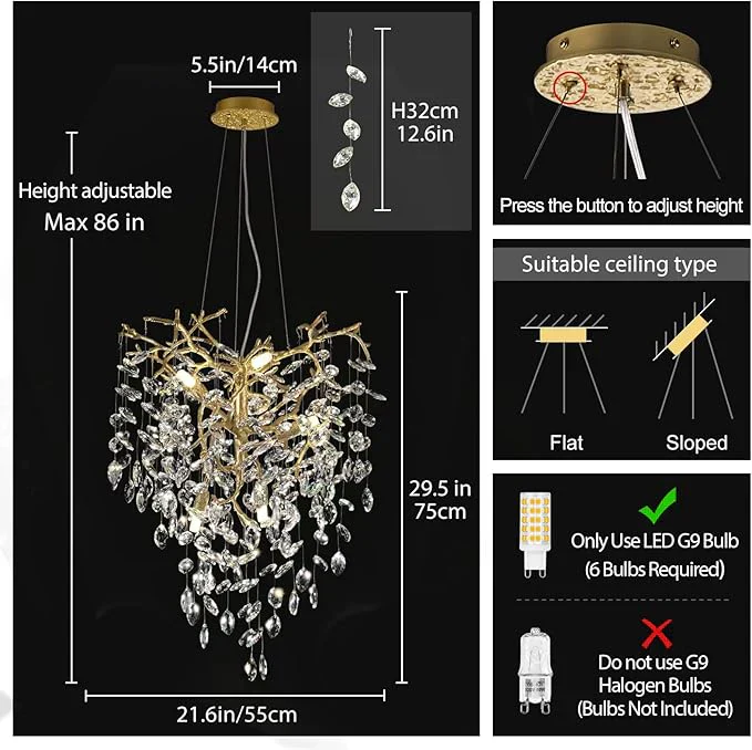 Solara Rectangular Tree Branch Chandelier 21" 30" 40" Tree Branch - Image 13
