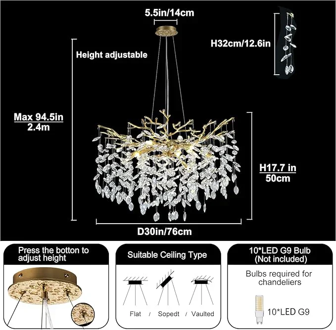Solara Rectangular Tree Branch Chandelier 21" 30" 40" Tree Branch - Image 14