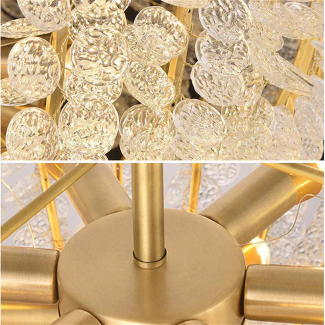 Modern Round Glass Droplet Branch Chandelier, Pendant Light For Bedroom - Image 2