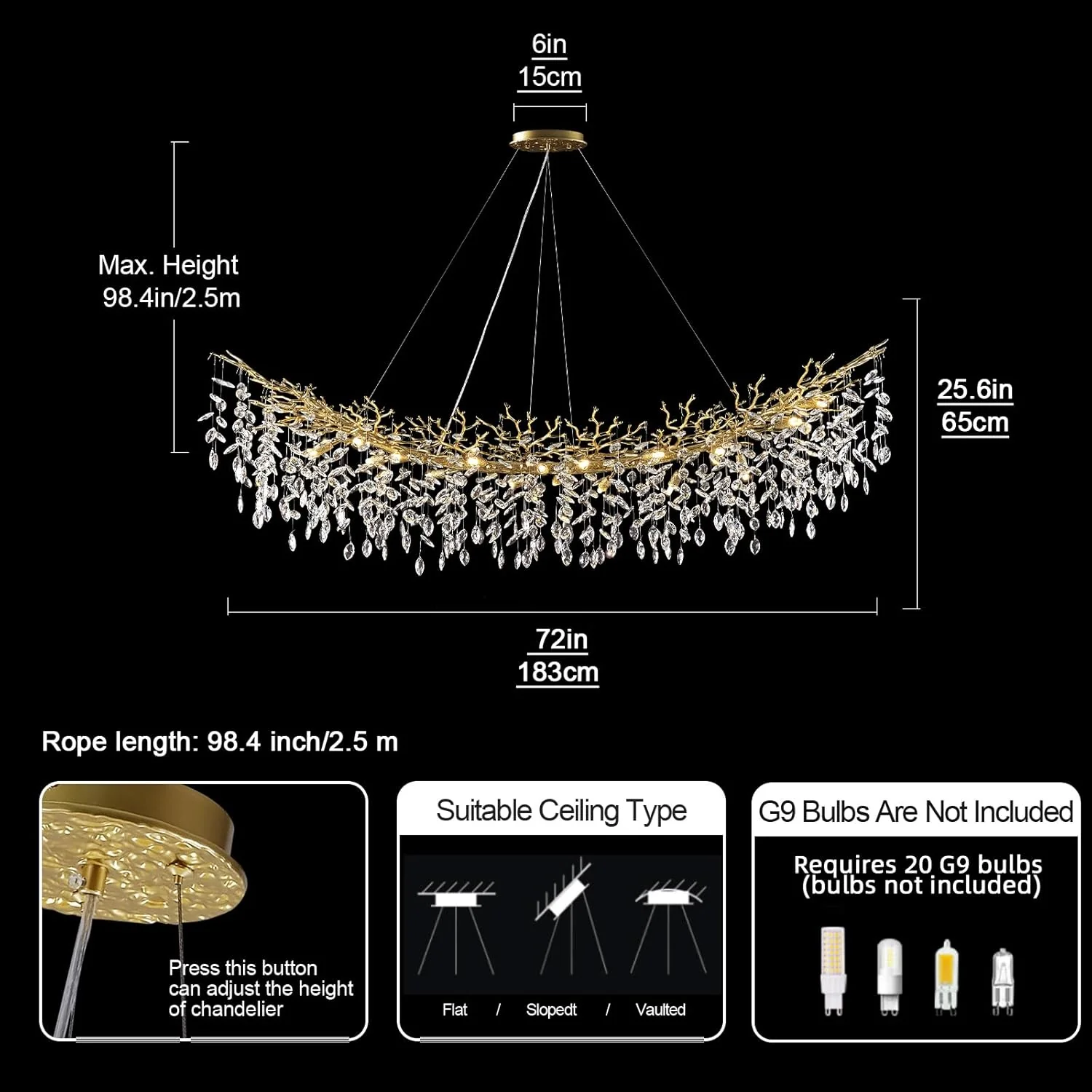 Solara Rectangular Tree Branch Chandelier 55" 72" Tree Branch - Image 26