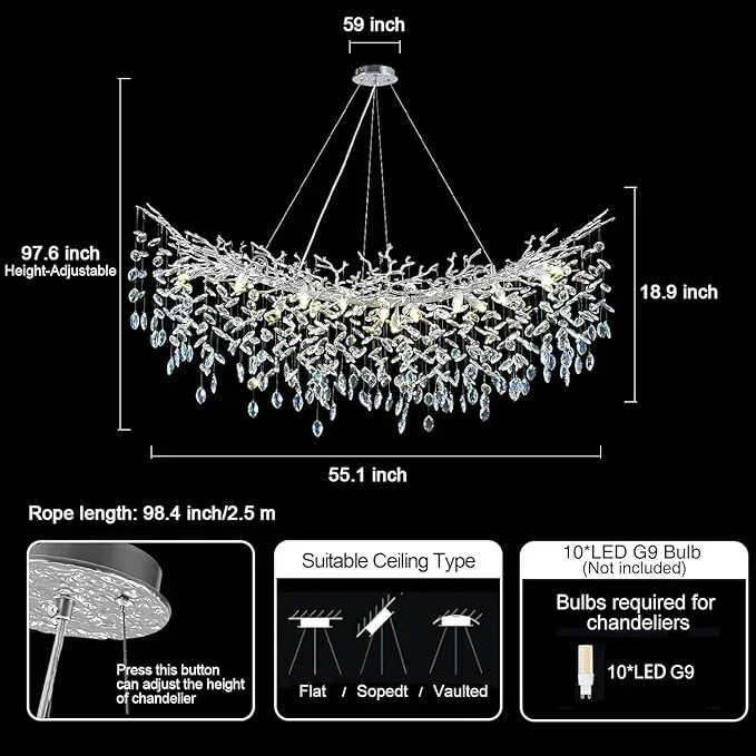 Solara Rectangular Tree Branch Chandelier 55" 72" Tree Branch - Image 36