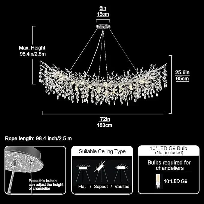 Solara Rectangular Tree Branch Chandelier 55" 72" Tree Branch - Image 37