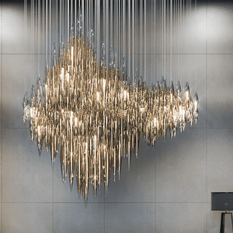 Modern Style Indoor Decoration Large Project Hotel Lobby Villa Staircase Glass Chandelier Lighting - Image 3