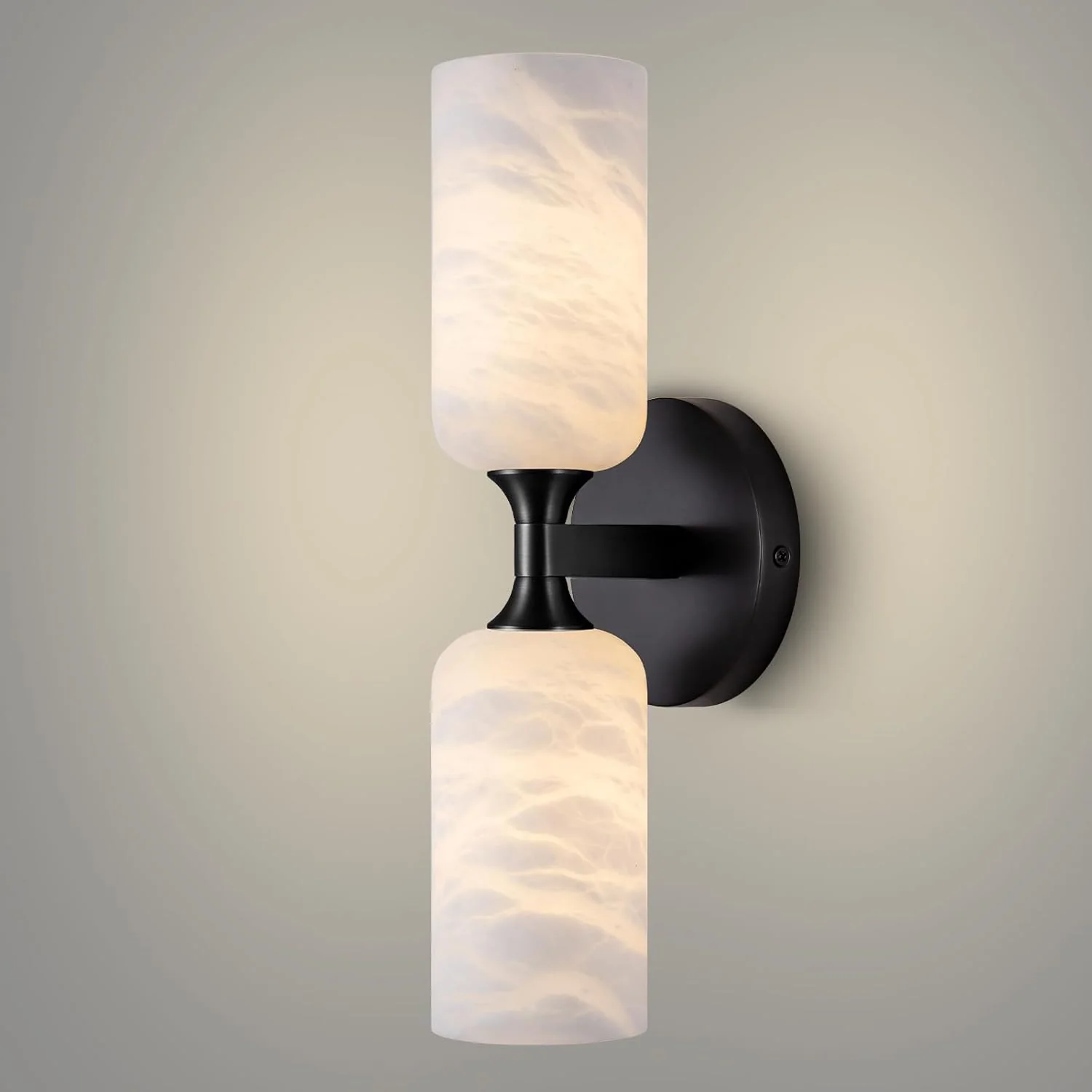 Monty Alabaster Linear Wall Sconce-Black