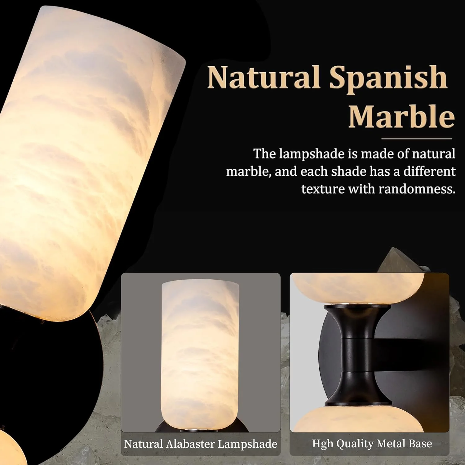Monty Alabaster Linear Wall Sconce-Black - Image 3